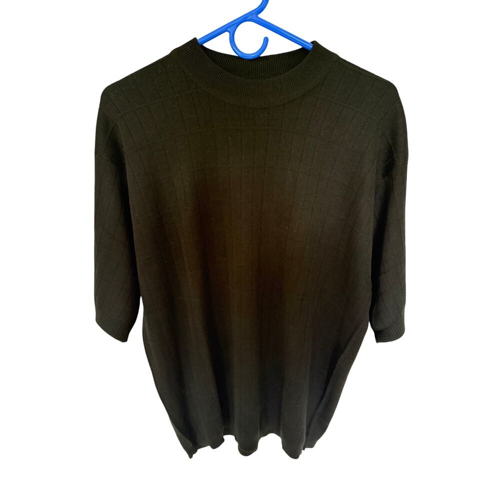 Pronto Uomo Men’s Short Sleeve Knit Sweater Large Silk Cotton Blend Black Crew